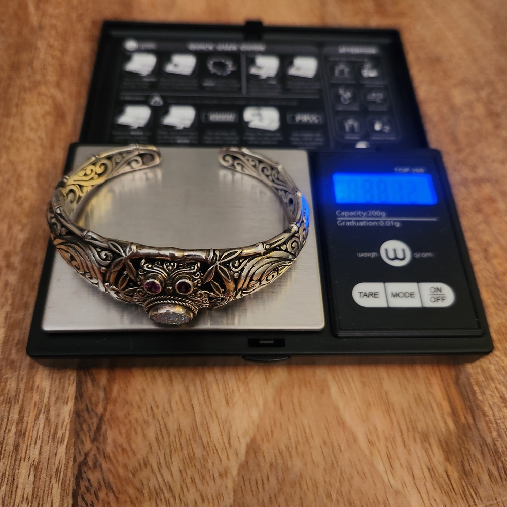 Sarda Silver Owl Hinged Cuff Bracelet - Picture 7 of 7